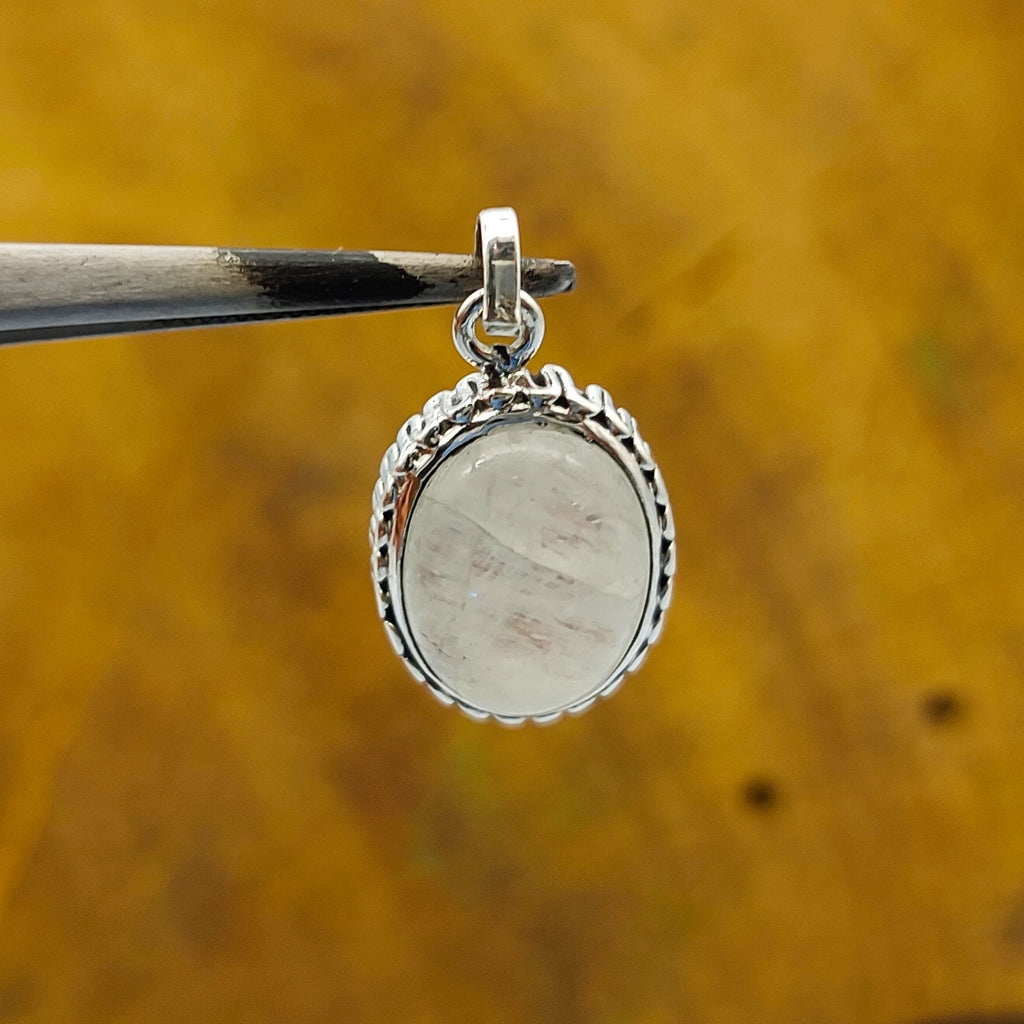 Rainbow Moonstone Nepali Bohemian Handmade Silver Pendant