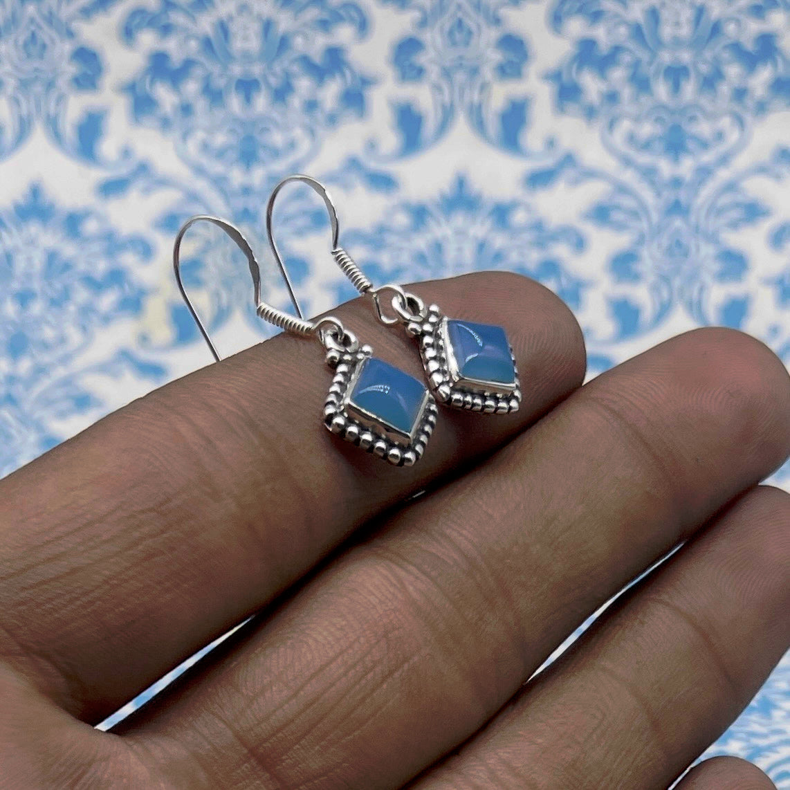 Fine Silver Chalcedony Earrings – Lightweight Handmade Earring