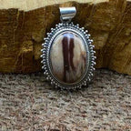 Picture Jasper 925 Silver Boho Pendant Necklace Gift