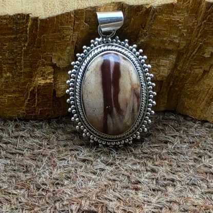 Picture Jasper 925 Silver Boho Pendant Necklace Gift