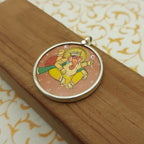 Lord Ganesha Hand-Painted Pendant in 925 Sterling Silver – Spiritual Blessing Jewelry