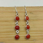 Round Coral Gemstone Earrings – Traditional & Modern Style
