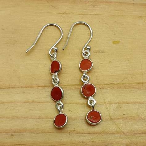 Round Coral Gemstone Earrings – Traditional & Modern Style