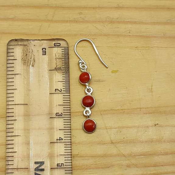 Round Coral Gemstone Earrings – Traditional & Modern Style