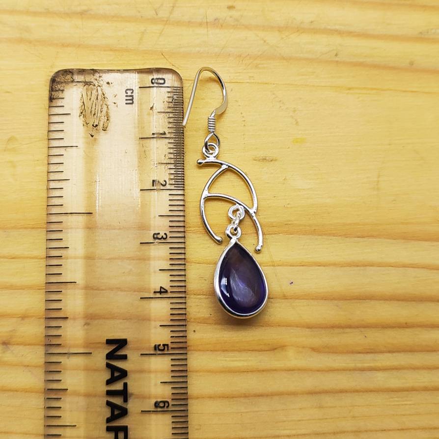 Minimal Drop Amethyst Earrings – Everyday Sterling Silver Jewelry
