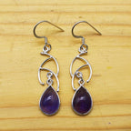 Minimal Drop Amethyst Earrings – Everyday Sterling Silver Jewelry