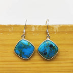 Elegant Blue Copper Turquoise Dangle Earrings – Statement Jewelry