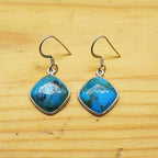 Elegant Blue Copper Turquoise Dangle Earrings – Statement Jewelry