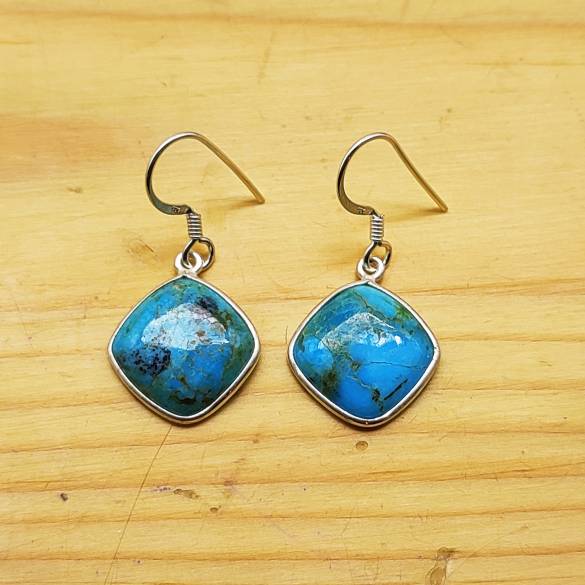 Elegant Blue Copper Turquoise Dangle Earrings – Statement Jewelry