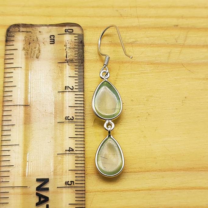 Prehnite Gemstone Dangle Earrings – Elegant Drop Style