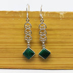 Designer Malachite Square Earring – Classic Filigree Pattern
