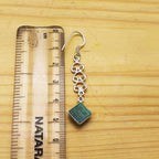 Designer Malachite Square Earring – Classic Filigree Pattern