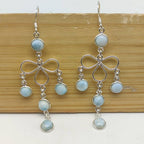 Classic Larimar Round Earrings in Sterling Silver