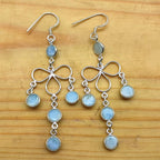 Classic Larimar Round Earrings in Sterling Silver