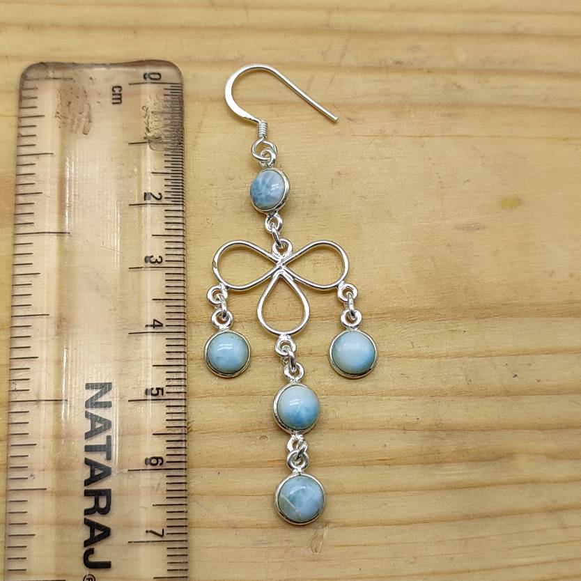 Classic Larimar Round Earrings in Sterling Silver