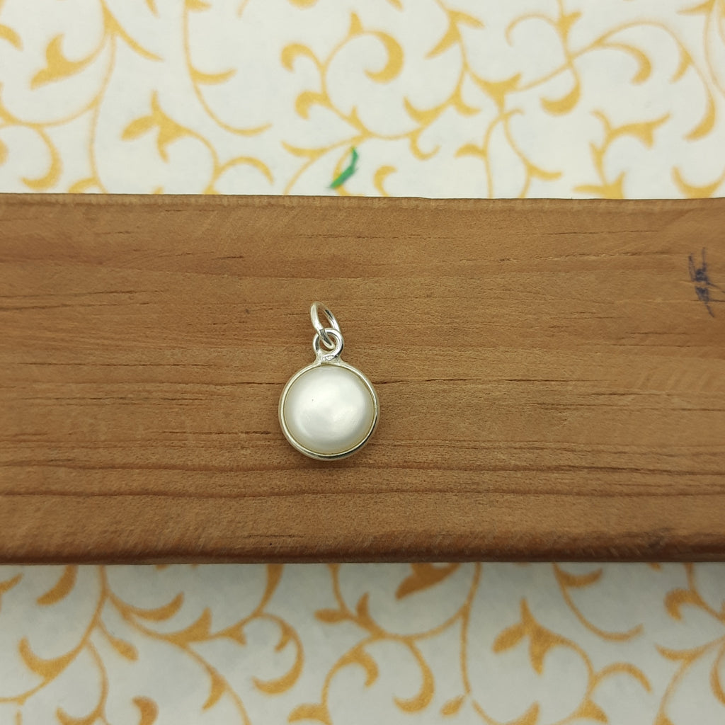 925 Sterling Silver Pearl Pendant – Natural Gemstone Bezel Set | Astrology Healing Jewelry