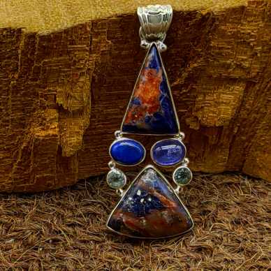 Multi Sodalite 925 Silver Pendant Necklace Trendy Gift