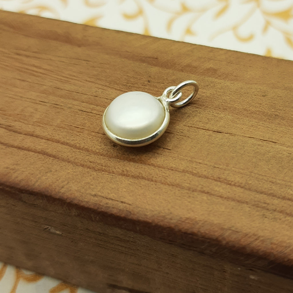 925 Sterling Silver Pearl Pendant – Natural Gemstone Bezel Set | Astrology Healing Jewelry
