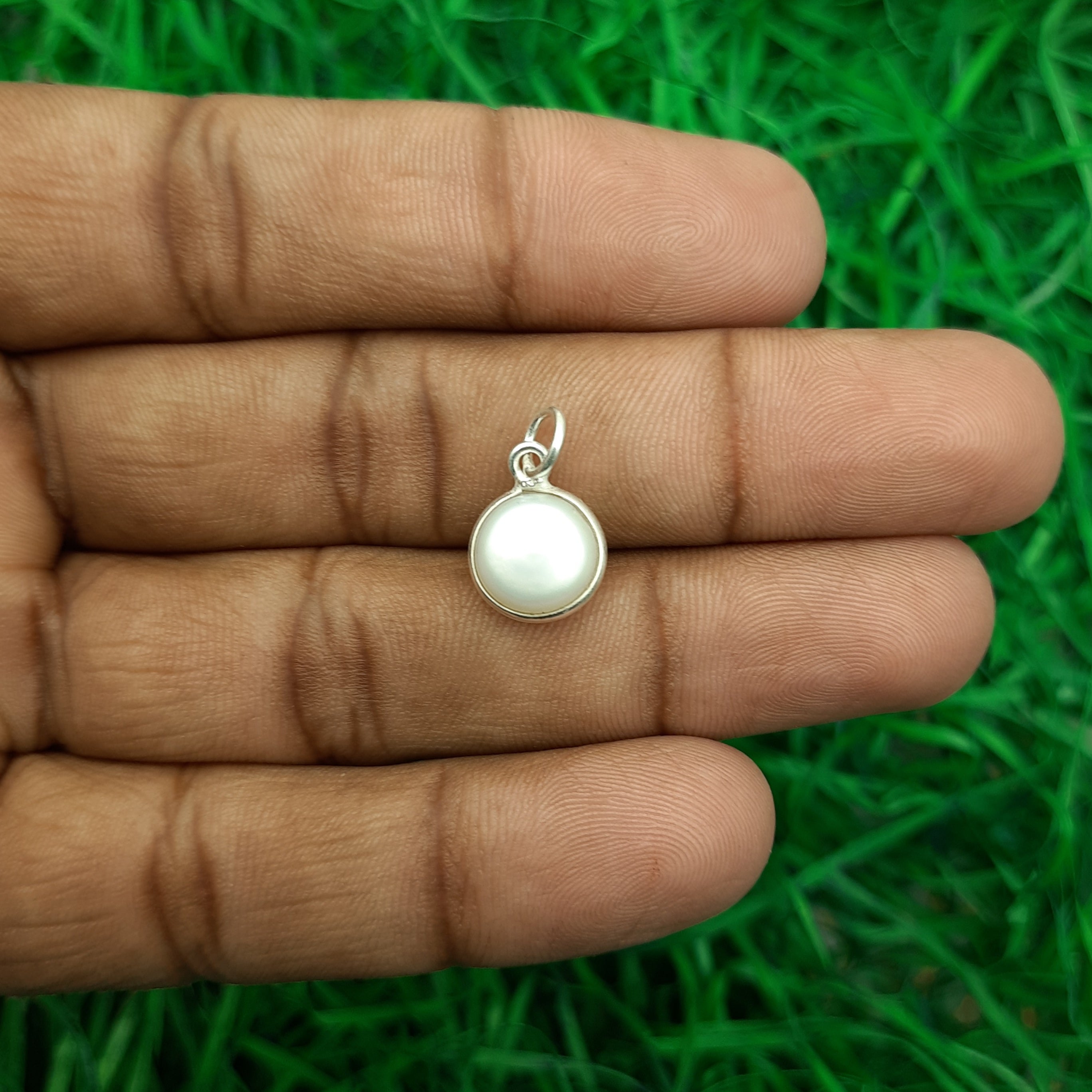 925 Sterling Silver Pearl Pendant – Natural Gemstone Bezel Set | Astrology Healing Jewelry