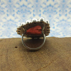 Rhodochrosite and Pearl Gemstone Bohemian 925 Sterling Silver Ring