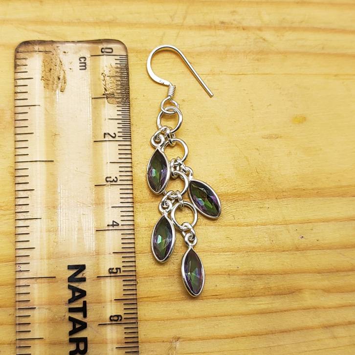Handmade Mystic Topaz Dangle Earrings – 925 Silver