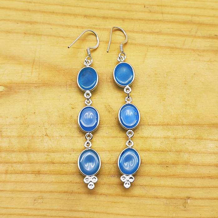 Elegant Chalceydony Silver Earring – Minimal Boho Design
