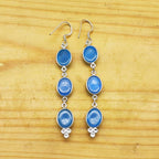 Elegant Chalceydony Silver Earring – Minimal Boho Design