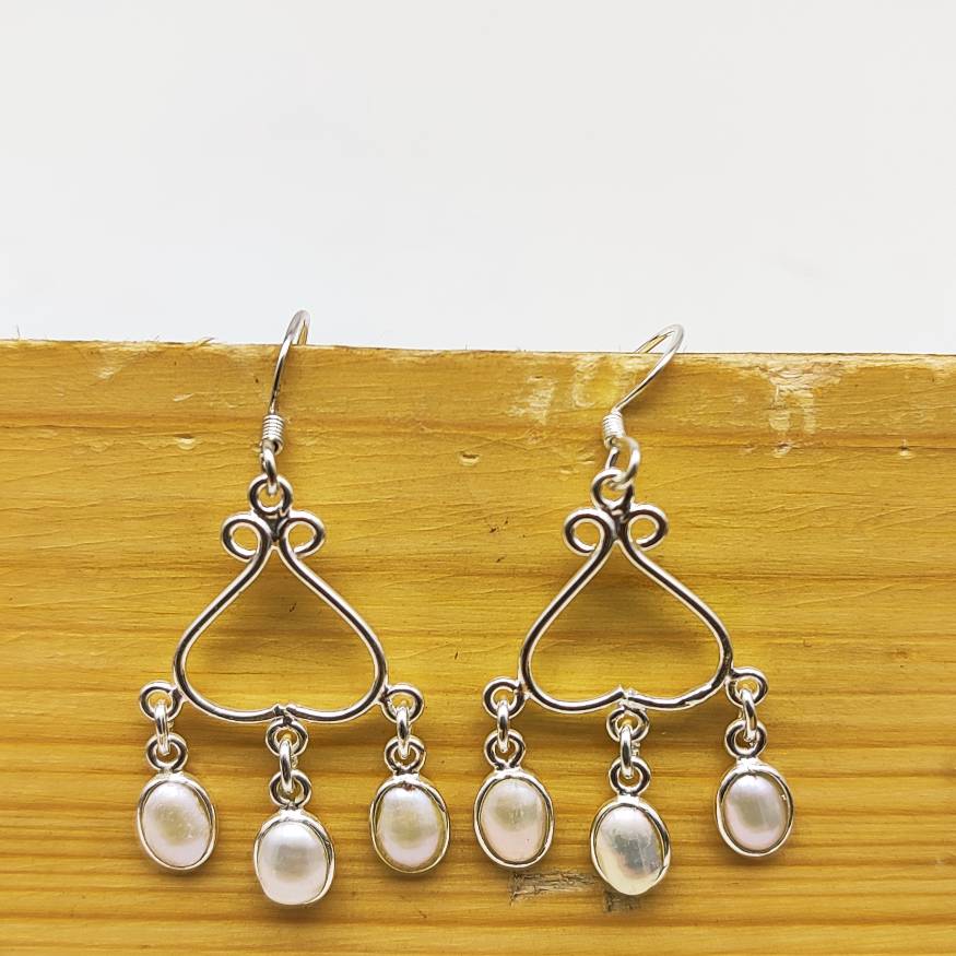 Handcrafted Pearl Dangle Earring –Minimal Boho Design