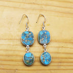 925 Sterling Silver Blue Copper Turquoise Earring