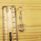 925 Silver Minimalist Rose Quartz Square Earrings