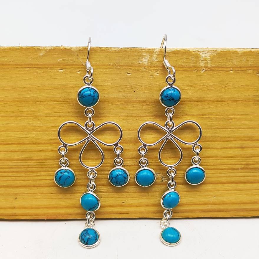 Boho Turquoise Silver Earrings – Elegant Everyday Wear