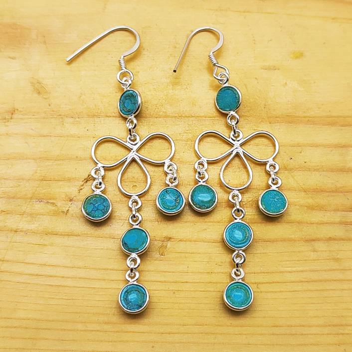 Boho Turquoise Silver Earrings – Elegant Everyday Wear