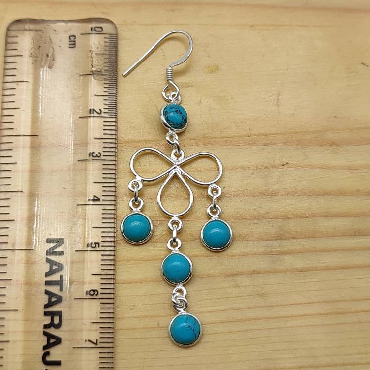 Boho Turquoise Silver Earrings – Elegant Everyday Wear