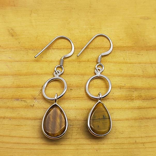 Designer Tiger Eye Earrings – 925 Sterling Silver Drop Designs