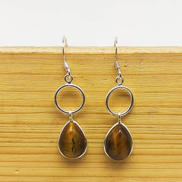 Designer Tiger Eye Earrings – 925 Sterling Silver Drop Designs