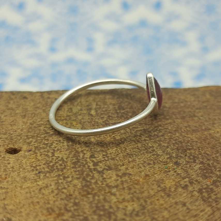Teardrop Garnet Gemstone 925 Sterling Silver Bezel Stacking Ring