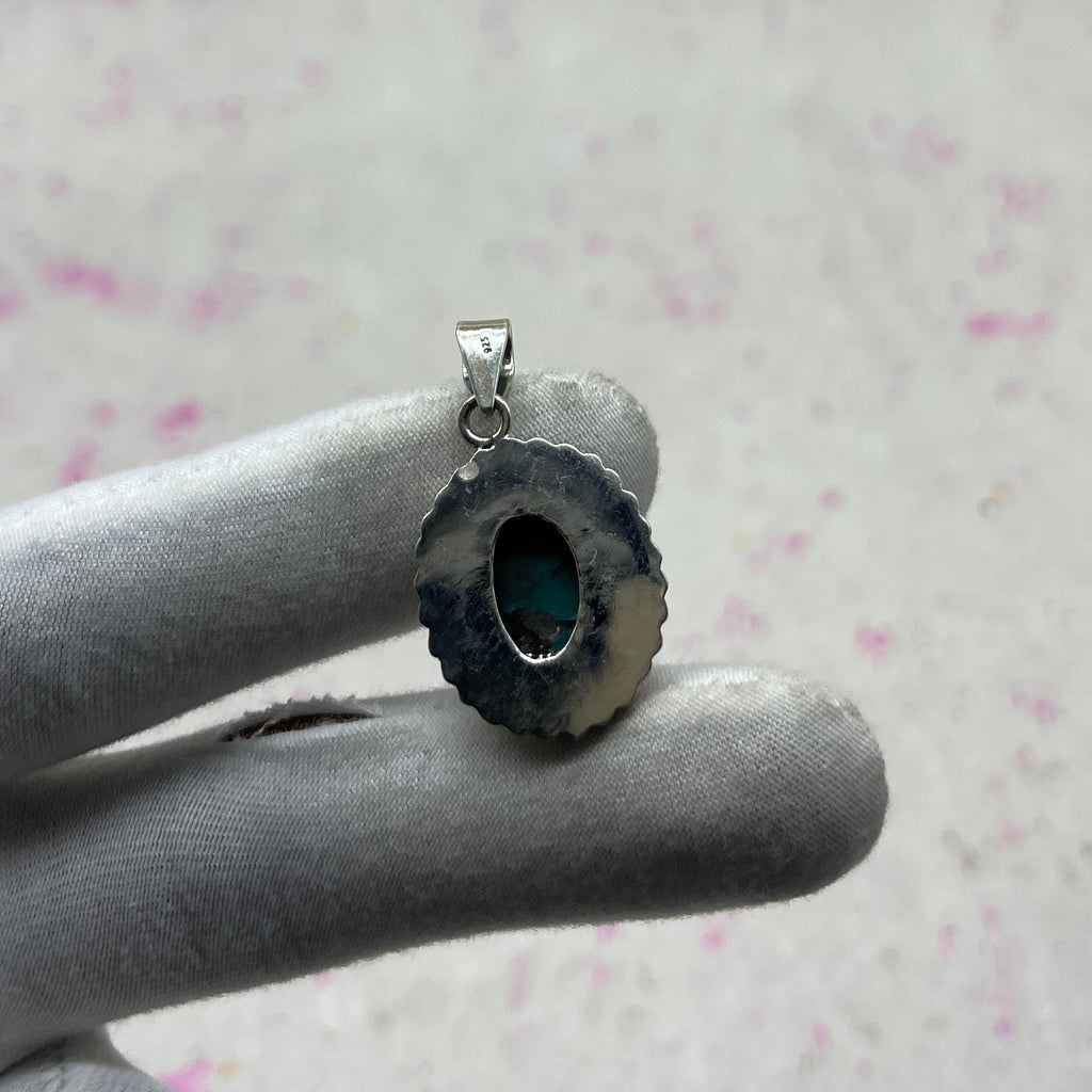 Tibetan Turquoise 925 Sterling Silver Pendant – Artisan Boho Jewelry