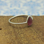 Teardrop Garnet Gemstone 925 Sterling Silver Bezel Stacking Ring
