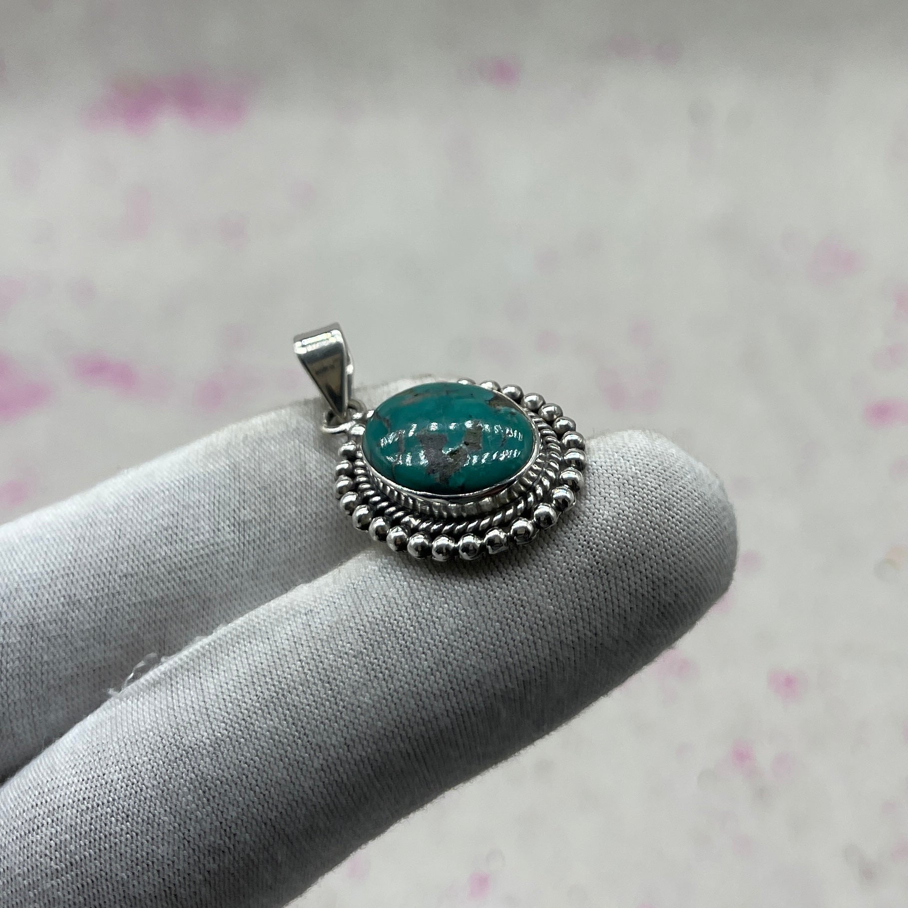 Tibetan Turquoise 925 Sterling Silver Pendant – Artisan Boho Jewelry