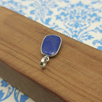 Lapis Checker Cut 925 Silver Bezel Necklace