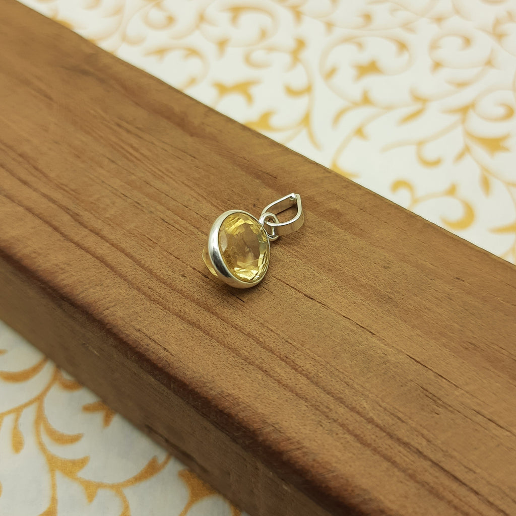 925 Sterling Silver Citrine Pendant – Natural Faceted Gemstone Bezel Set | Prosperity Crystal Jewelry