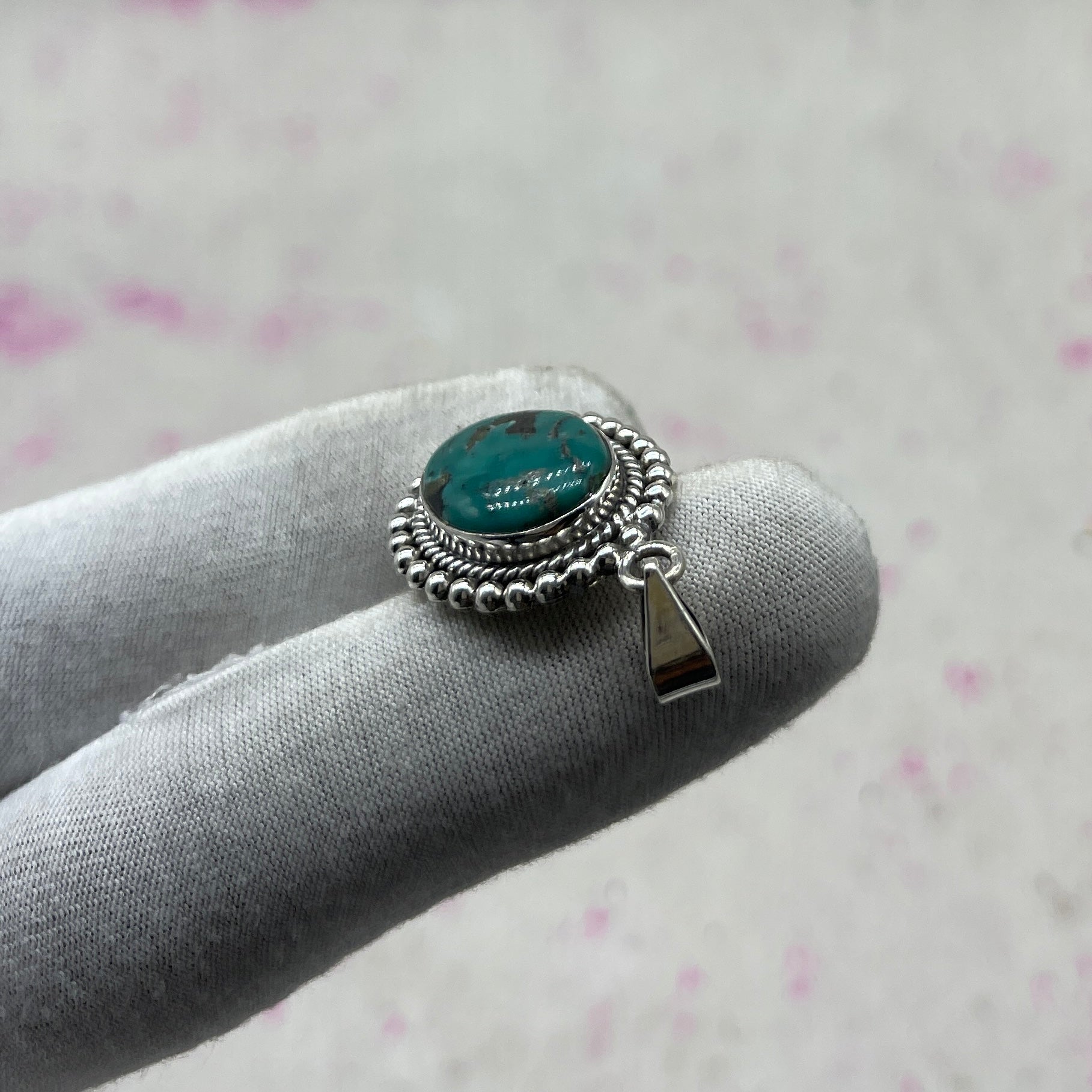 Tibetan Turquoise 925 Sterling Silver Pendant – Artisan Boho Jewelry