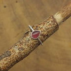 Teardrop Garnet Gemstone 925 Sterling Silver Bezel Stacking Ring