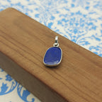 Lapis Checker Cut 925 Silver Bezel Necklace