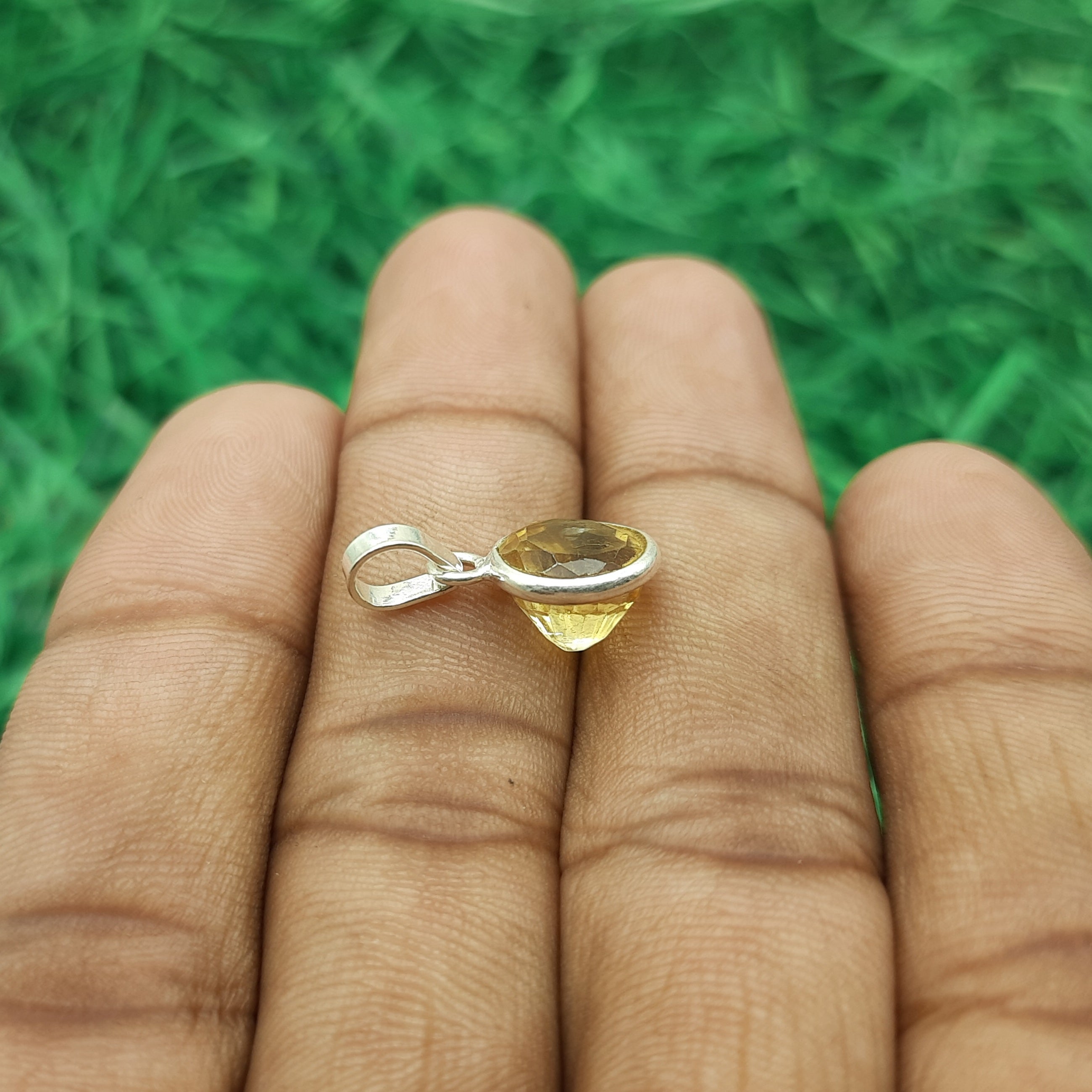 925 Sterling Silver Citrine Pendant – Natural Faceted Gemstone Bezel Set | Prosperity Crystal Jewelry