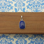 Lapis Checker Cut 925 Silver Bezel Necklace