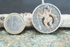 925 Silver Lord Kali Handpainted Glass Pendant Designer Frame