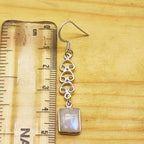 925 Silver Minimalist Moonstone Square Earrings