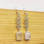 925 Silver Minimalist Moonstone Square Earrings