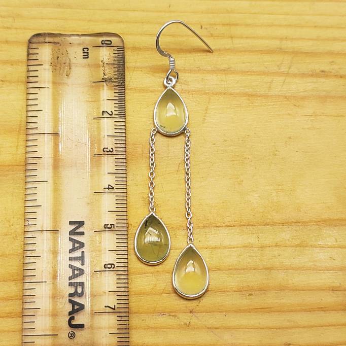 Silver Prehnite Earring – Handmade Bohemian Style